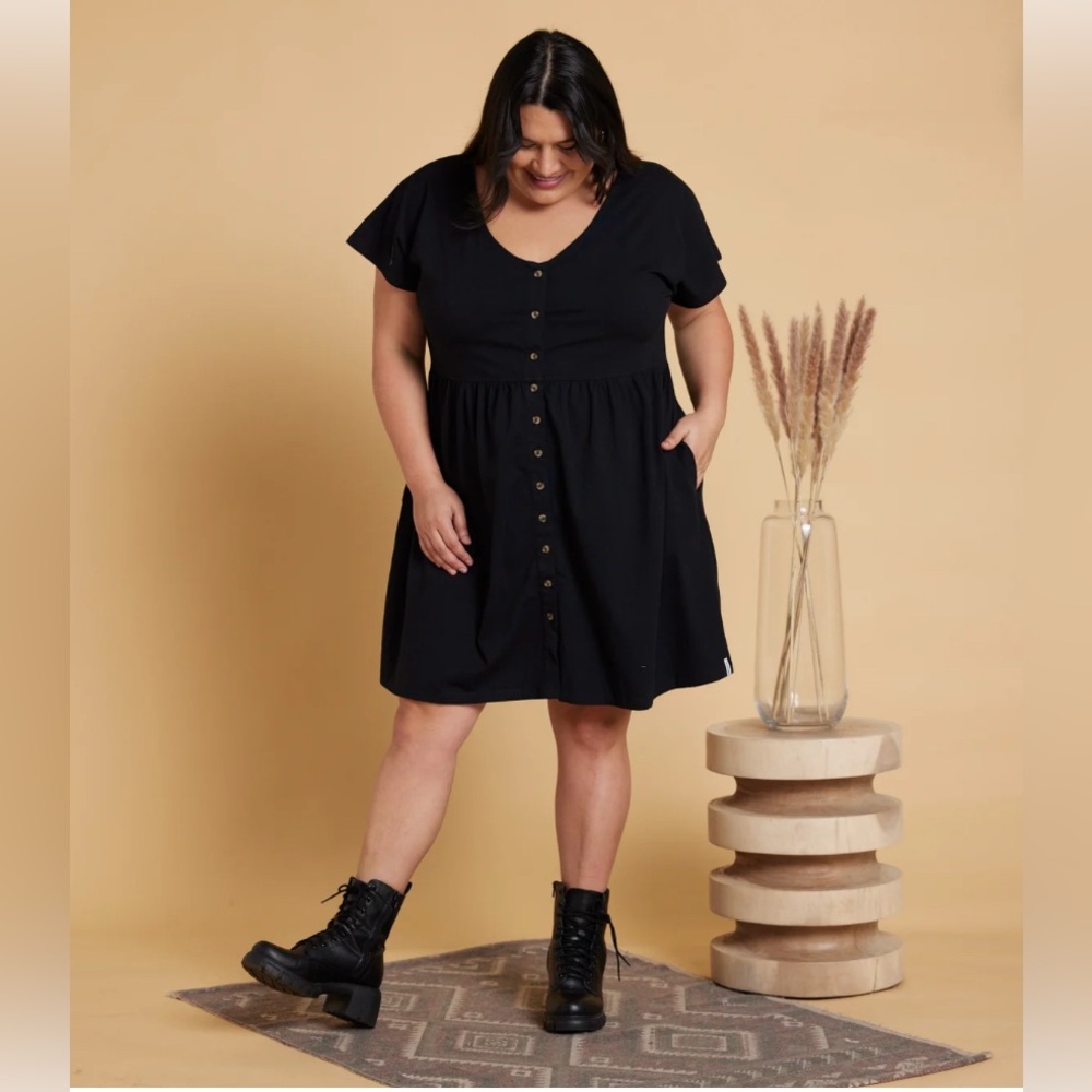 Known Supply XL Black Button-Down Mini Dress